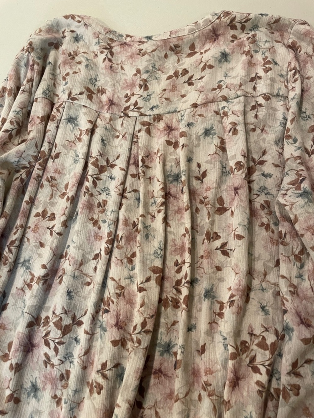Boho Floral V-Neck Lace-Trim Blouse - Pink & Cream - Picture 15 of 15